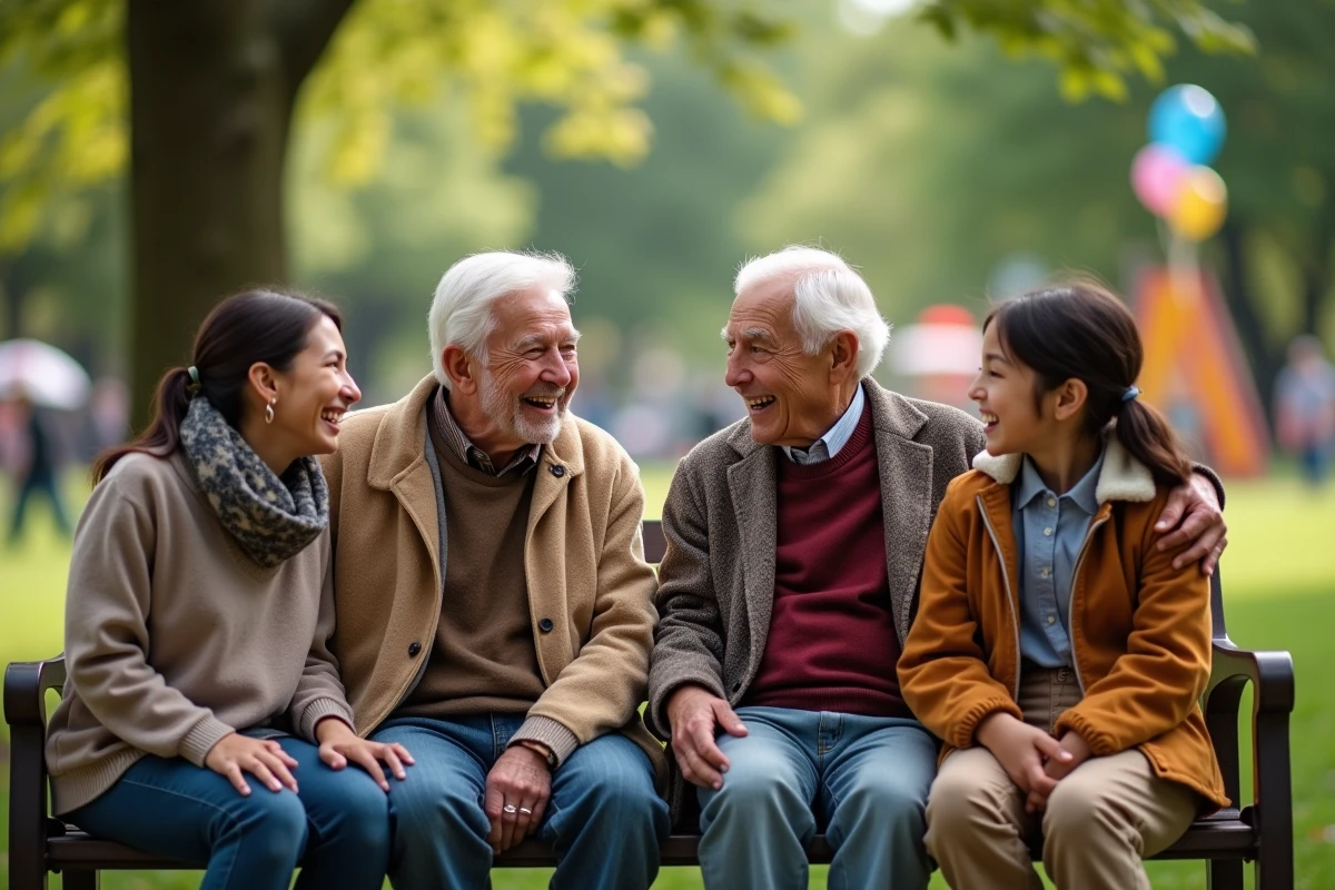 Famille multigeneration riant lors d