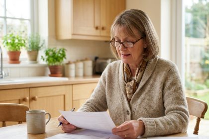 Femme senior en intérieur dans une cuisine lumineuse
